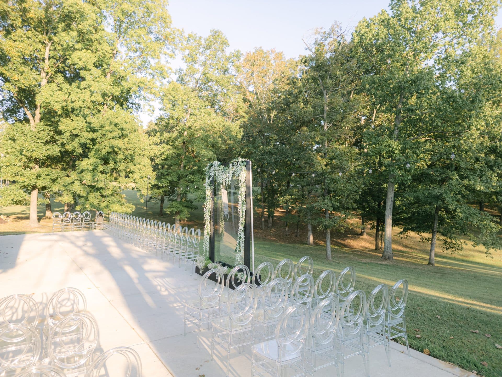 Outdoor ceremony set among the oaks
